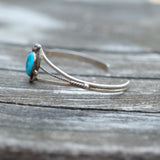 Vintage Sterling Turquoise Feather Cuff