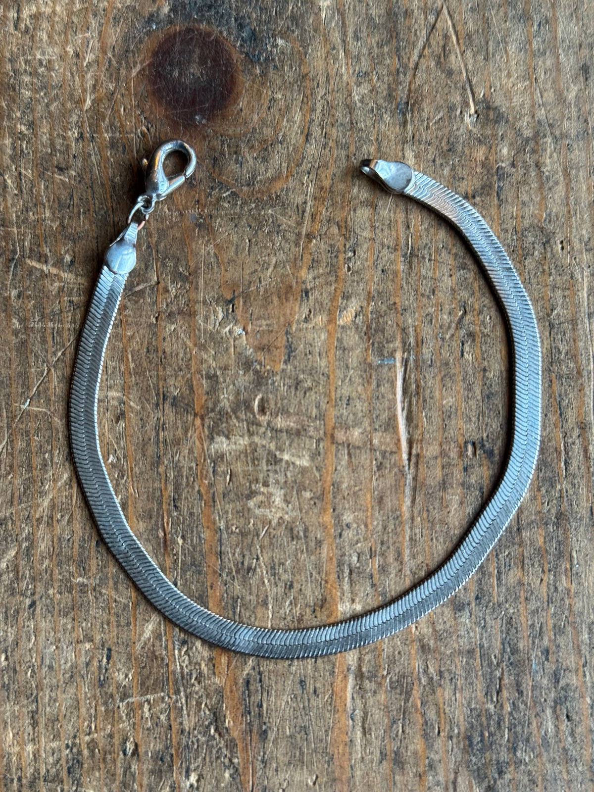 Vintage Sterling Silver Herringbone Chain Bracelet