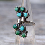 Vintage Sterling Turquoise Cluster Ring 6.75
