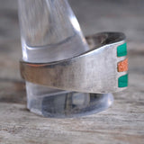 Vintage Sterling Multistone Inlay Striper Ring 13.25