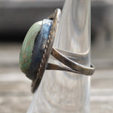 Vintage Sterling Turquoise Feather Ring 6.25