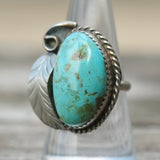 Vintage Sterling Turquoise Feather Ring 7.75