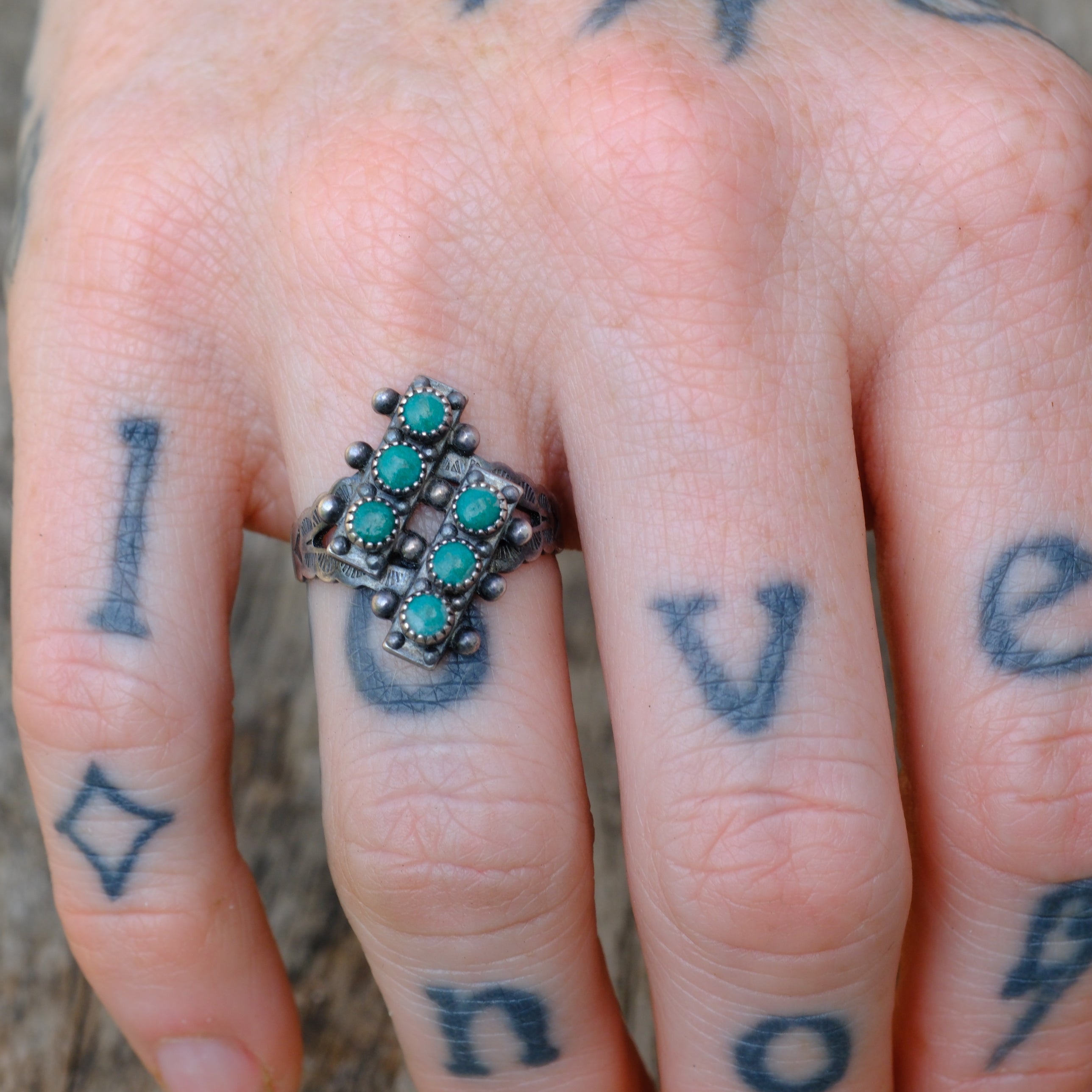 Vintage Sterling Turquoise Ring 5.5