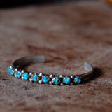 Vintage Sterling Turquoise Cuff Bracelet 6.5"