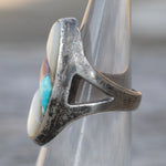 Vintage Sterling Multistone Inlay Ring 4.5