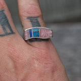 Vintage Sterling Multistone Inlay Band 6.75