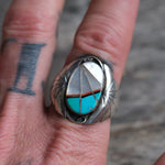 Vintage Sterling Zuni Inlay Ring 11