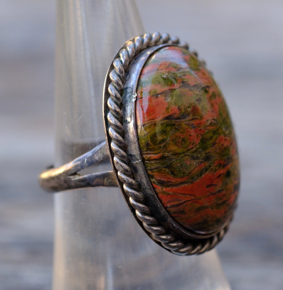 Vintage Sterling Jasper Ring 7.25