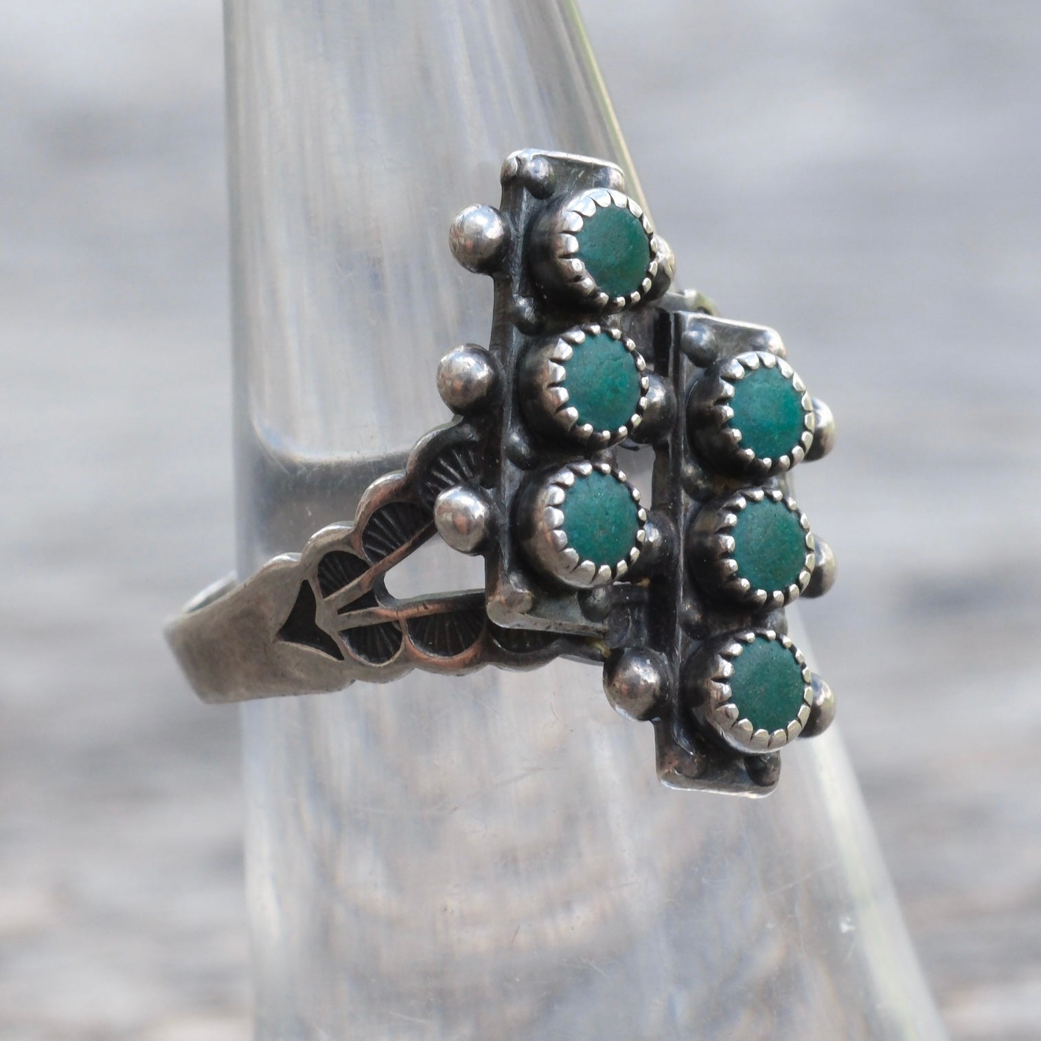 Vintage Sterling Snake Eye Turquoise Ring 6
