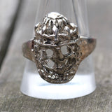 Vintage White Bronze Biker Ring 11.5