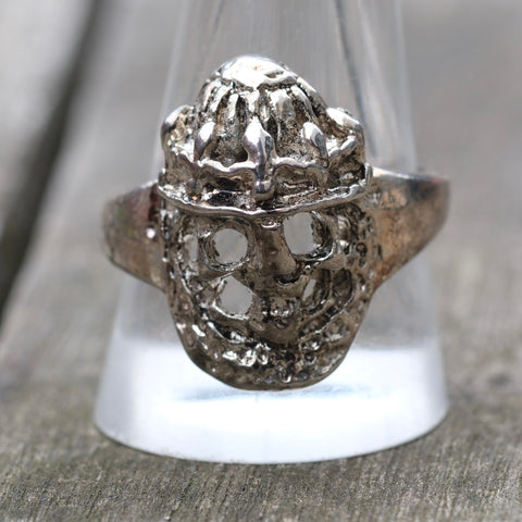 Vintage White Bronze Biker Ring 11.5