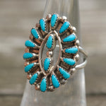 Vintage Sterling Turquoise Cluster Ring 6.25