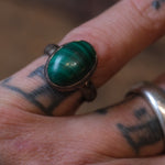 Vintage Sterling Malachite Ring 6.25