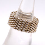 Vintage Sterling Woven Chain Ring 6.75