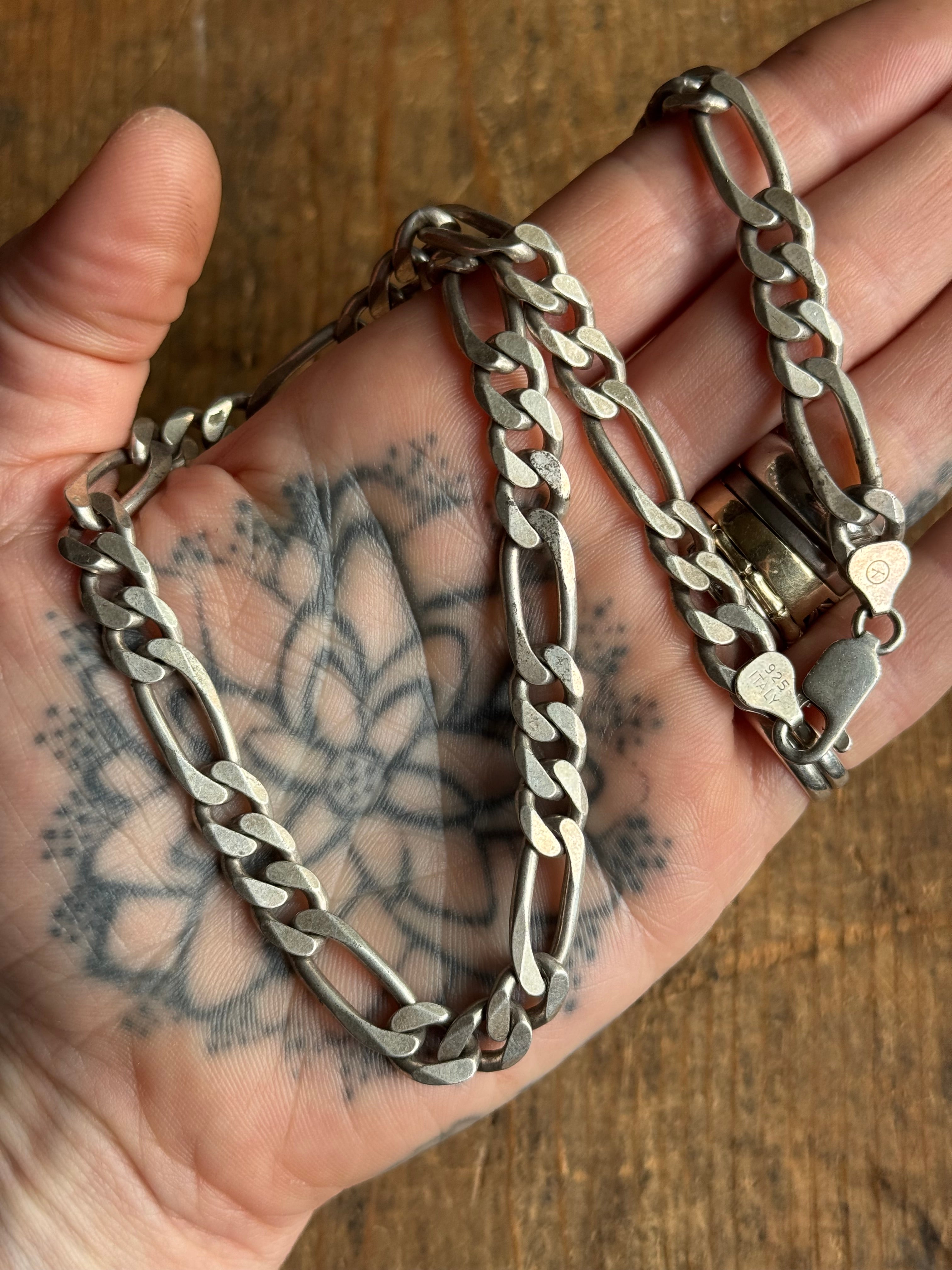 Vintage Sterling Silver 18” Chunky Figaro Chain
