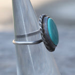 Vintage Sterling Turquoise Roper Ring 4.75