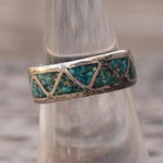 Vintage Sterling Crushed Turquoise Inlay Band 7