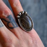 Vintage Sterling Agate Ring 7