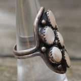 Vintage Sterling Mother Of Pearl Cluster Ring 7.75