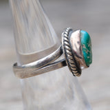 Vintage Sterling Turquoise Roper Ring 6