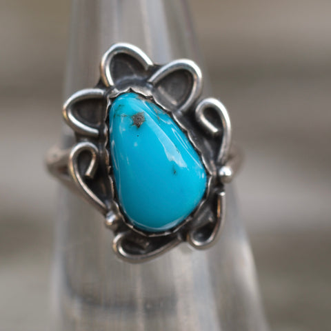 Vintage Sterling Turquoise Ring 5.25
