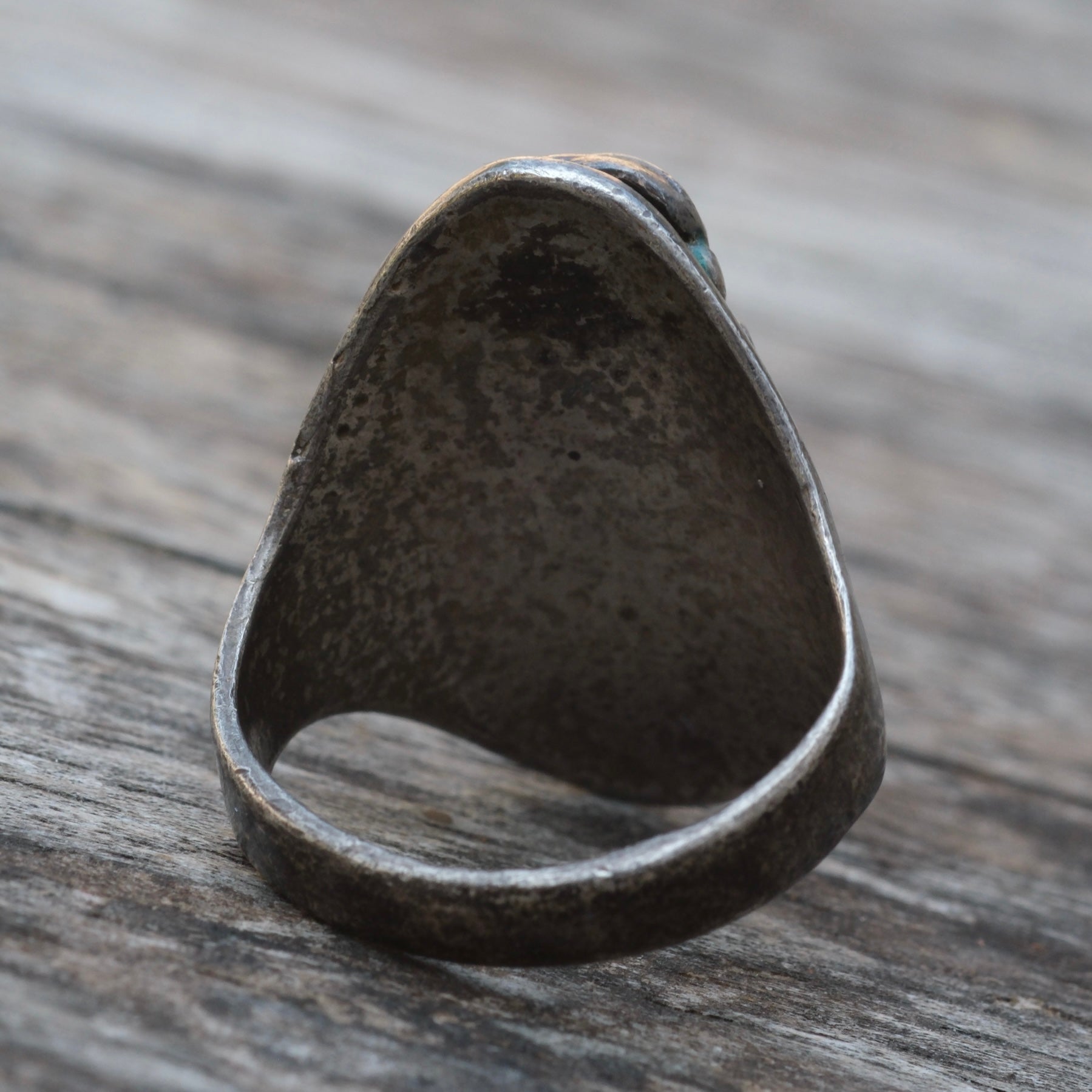 Vintage Sterling Malachite Feather Ring 7.5