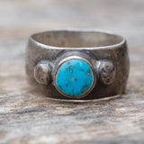 Vintage Sterling Stamped Turquoise Band 7.5