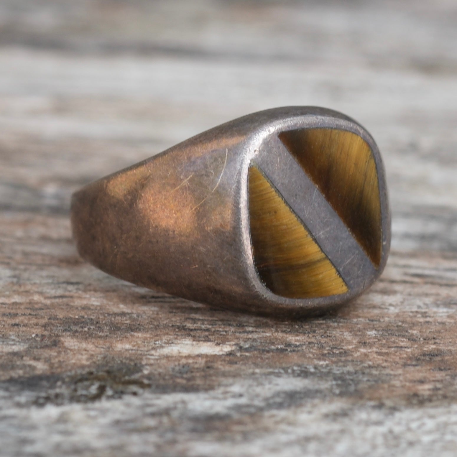 Vintage Sterling Tigers Eye Signet Ring 10