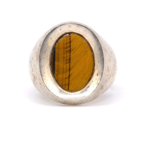 Vintage Sterling Tigers Eye Signet Ring 6.5