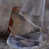 Vintage Sterling Goldstone Inlay Striper Ring 11.5