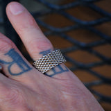 Vintage Sterling Woven Chain Ring 6.75