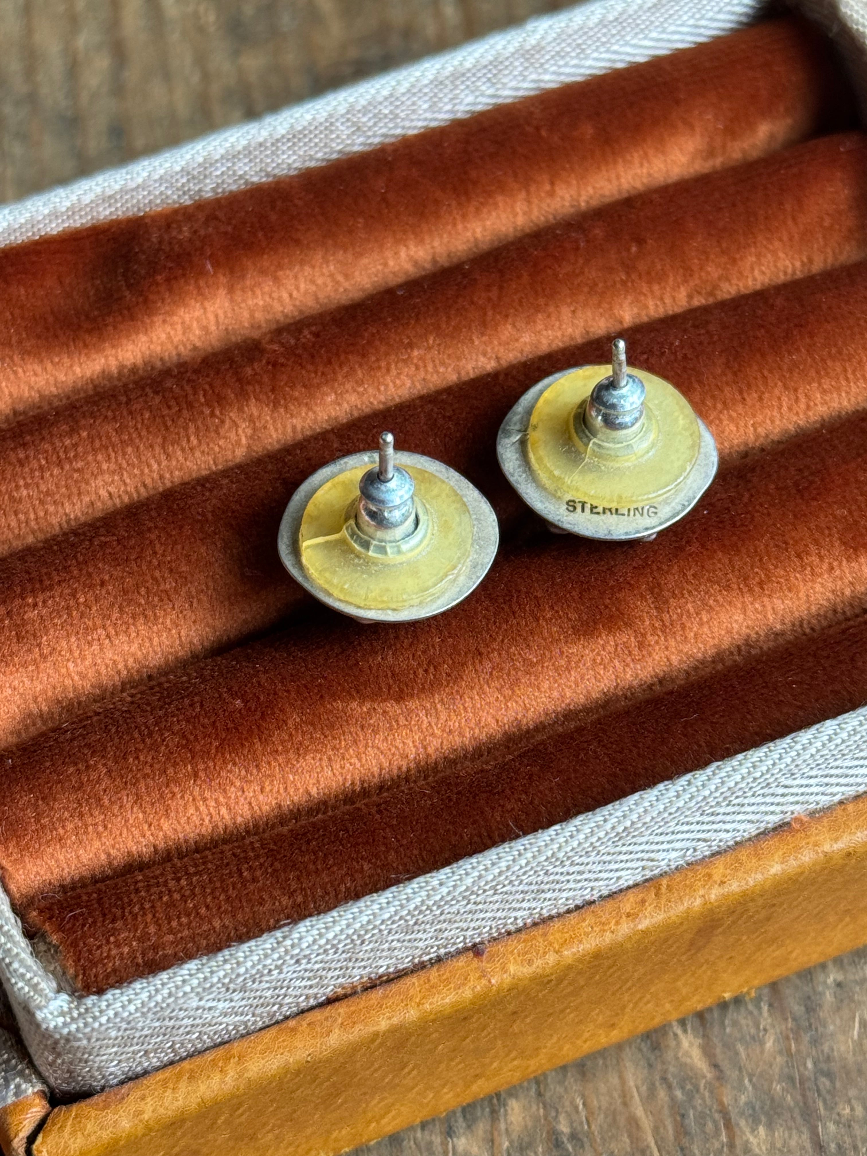Vintage Sterling Silver Turquoise Bead Earrings