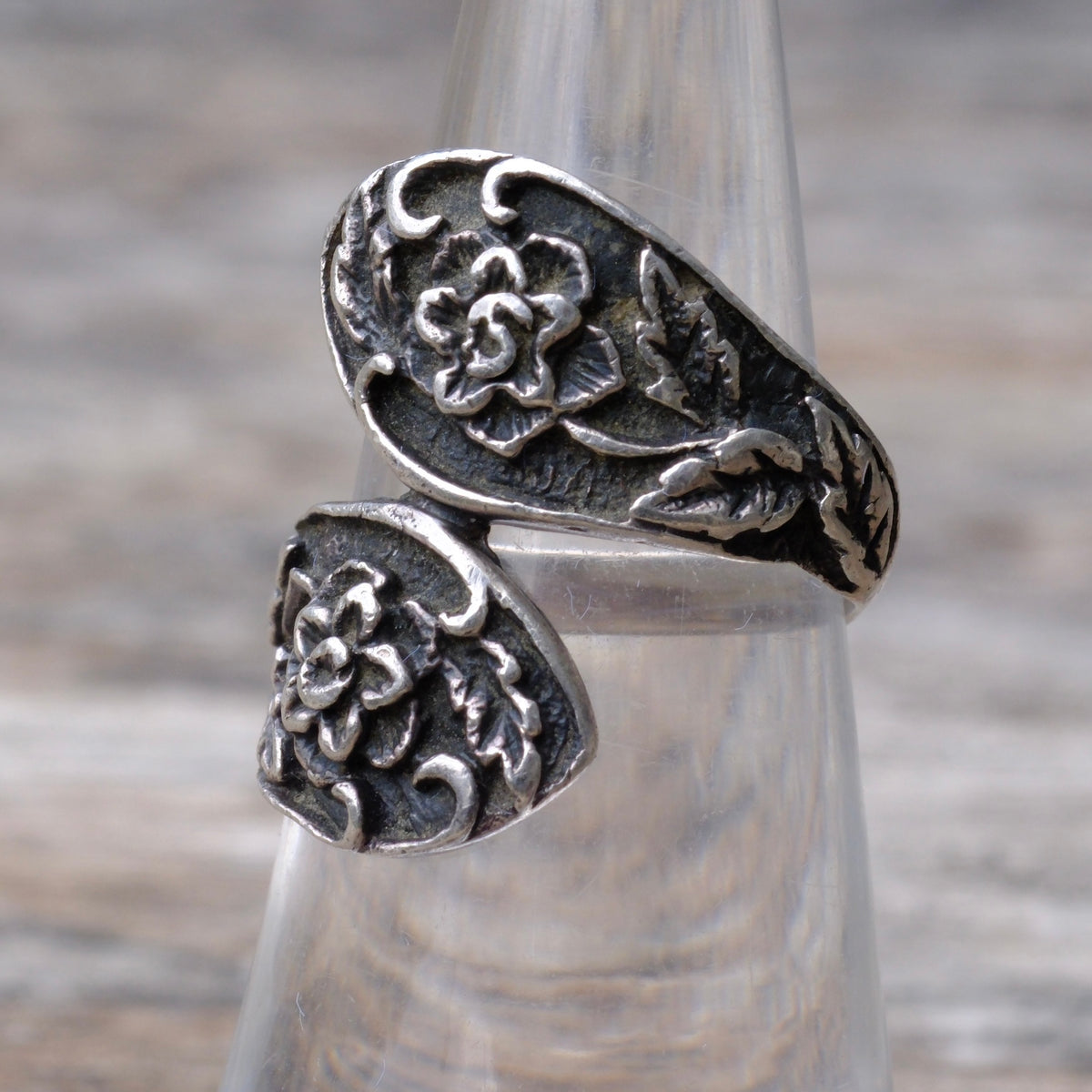 Vintage Sterling Floral Overpass Ring 6.25