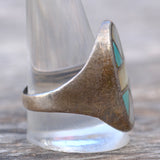 Vintage Sterling Turquoise and Mother Of Pearl Inlay Ring 12.25