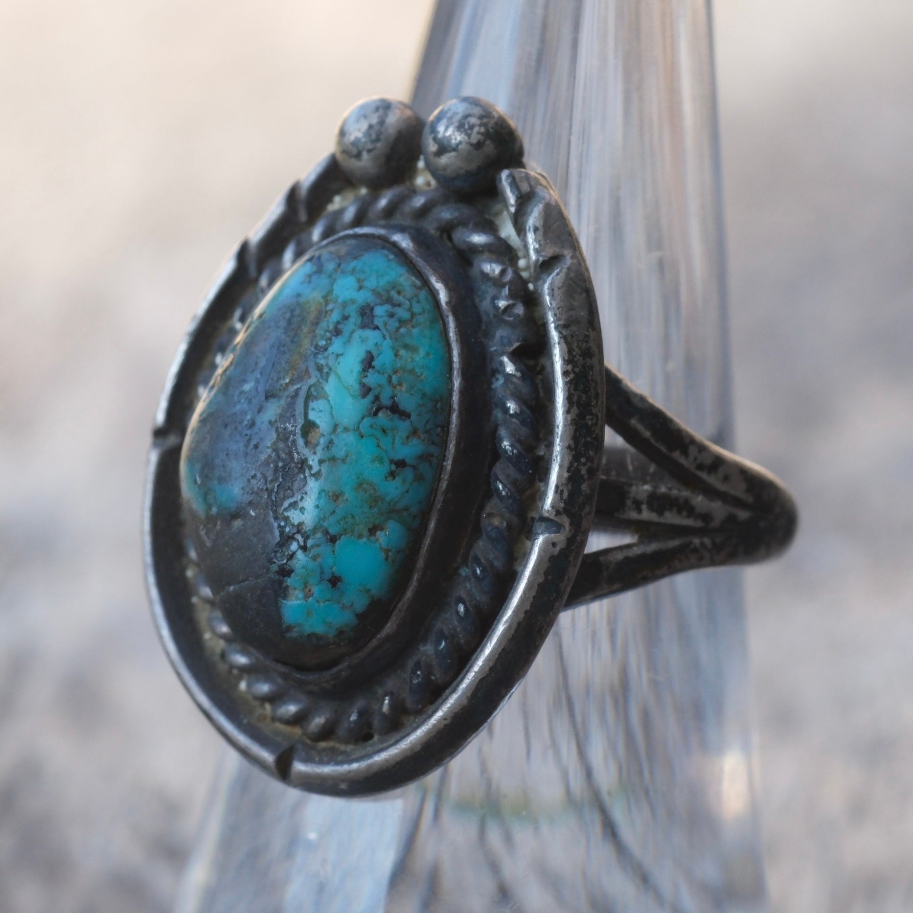 Vintage Turquoise Roper Ring 6.5