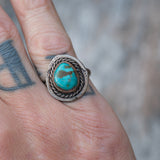 Vintage Sterling Turquoise roper Ring 6.25