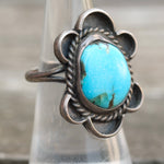 Vintage Sterling Turquoise Roper Ring 5.75