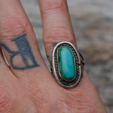 Vintage Sterling Turquoise Roper Ring 6