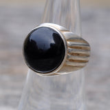 Vintage Sterling Onyx Ring 6.5