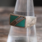 Vintage Sterling Turquoise and MOP Inlay Ring 9.25