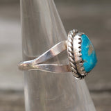 Vintage Sterling Turquoise Roper Ring 5