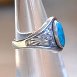 Vintage Sterling Turquoise Thunderbird Ring 5.75