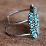 Vintage Sterling Zuni Cluster Cuff Bracelet