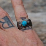 Vintage Sterling Stamped Turquoise Band 7.5