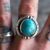 Vintage Sterling Turquoise Stamped Band Ring 9.5