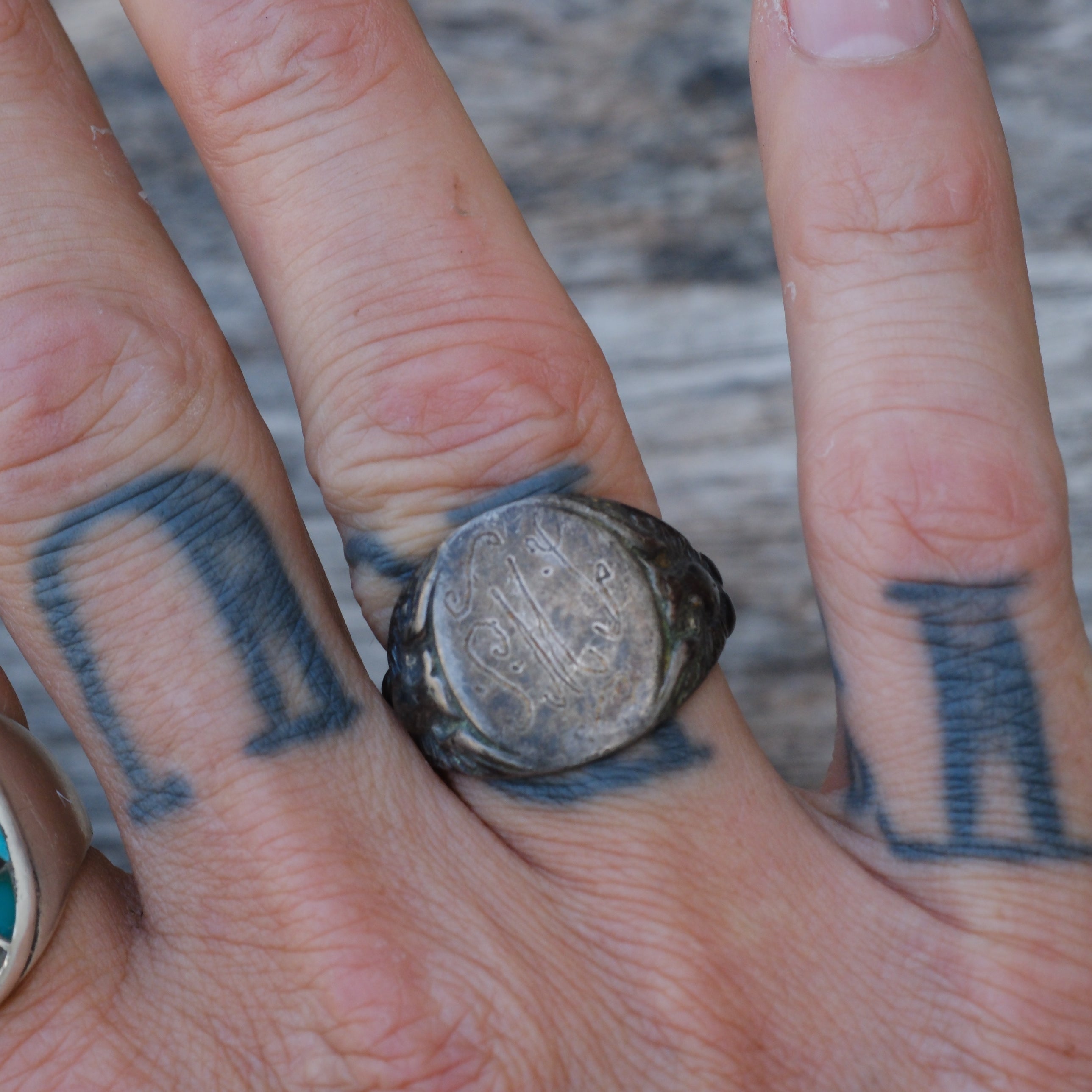 Vintage Sterling SMJ Initial Military ID Ring 9