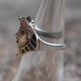 Vintage Sterling Silver Pharoah Poison Ring 5.75