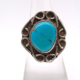 Vintage Sterling Turquoise Florette Ring 6.5