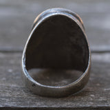 Vintage Sterling Turquoise Mother Of Pearl Ring 10.25