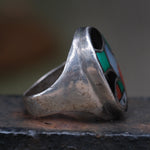 Vintage Sterling Zuni Inlay Sunface Ring 11.25